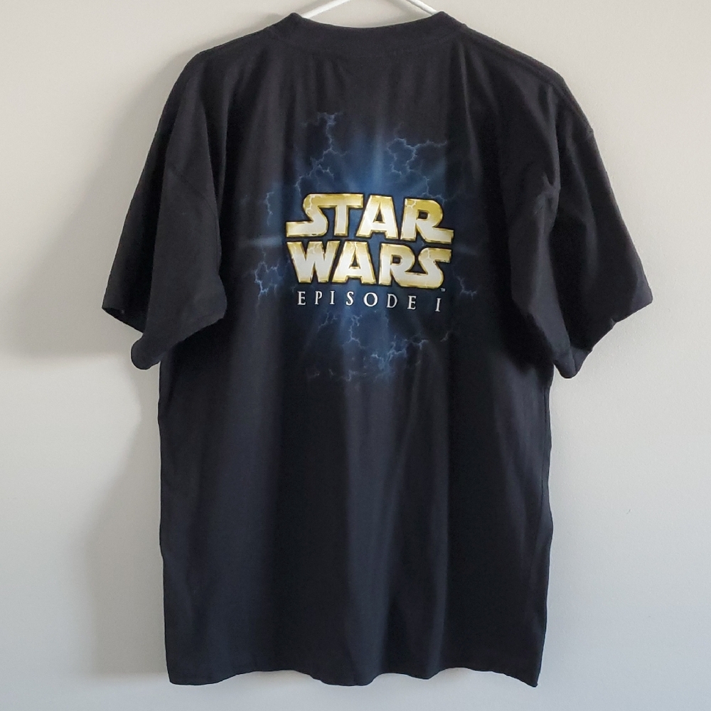 Vintage Star Wars Episode 1 Black Cotton Graphic Movies Y2K T-Shirt Tee Size L